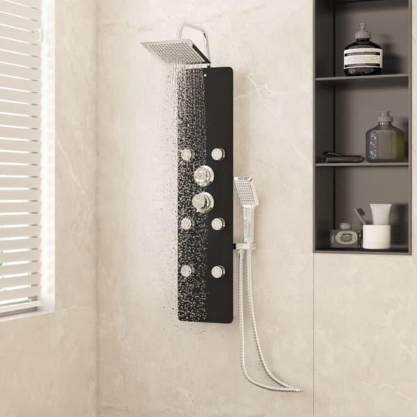 vidaXL brusepanel 25x47,5x130 cm glas sort