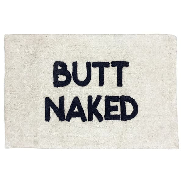Furn Butt Naked Rectangular Bath Mat Ivory/Charcoal One Size