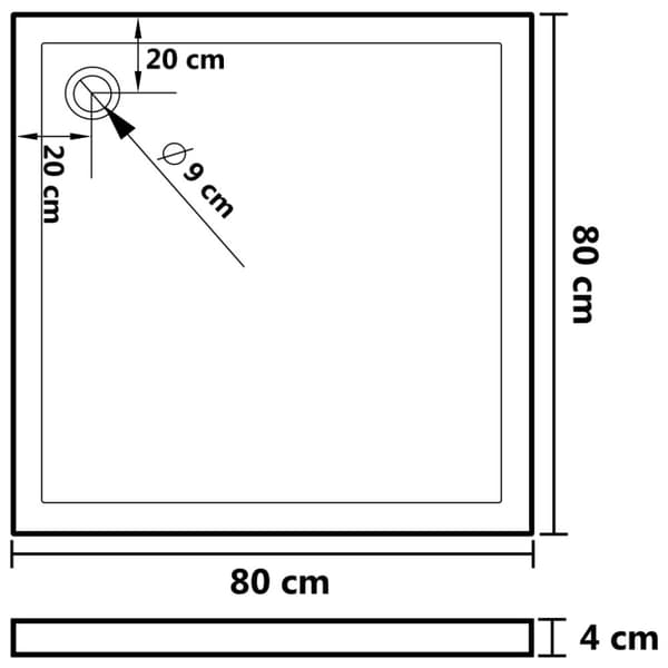vidaXL Duschkar med prickar vit 80x80x4 cm ABS