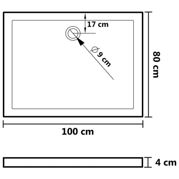 vidaXL brusekar med dupper 80x100x4 cm ABS hvid