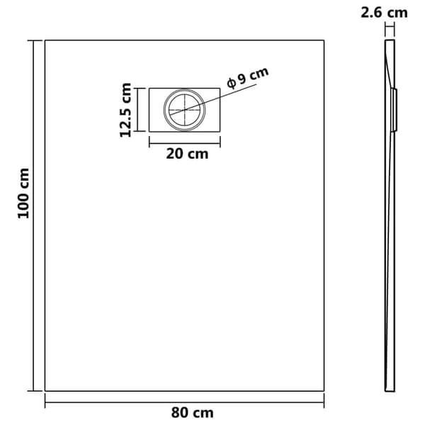 vidaXL brusekar SMC 100x80 cm grå