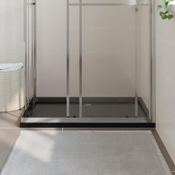 vidaXL Duschkar rektangulärt ABS svart 80x120 cm