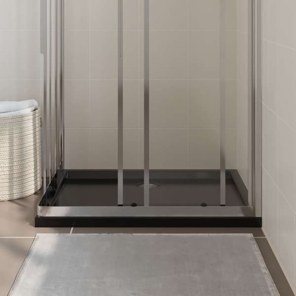 vidaXL Rektangulært dusjbrett ABS svart 70x90 cm