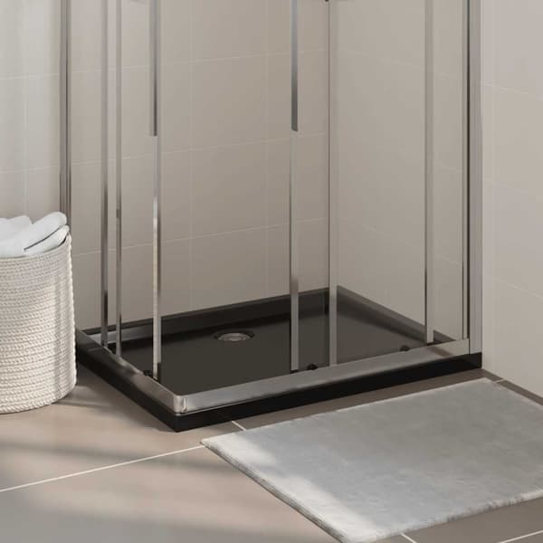 vidaXL Rektangulært dusjbrett ABS svart 70x90 cm