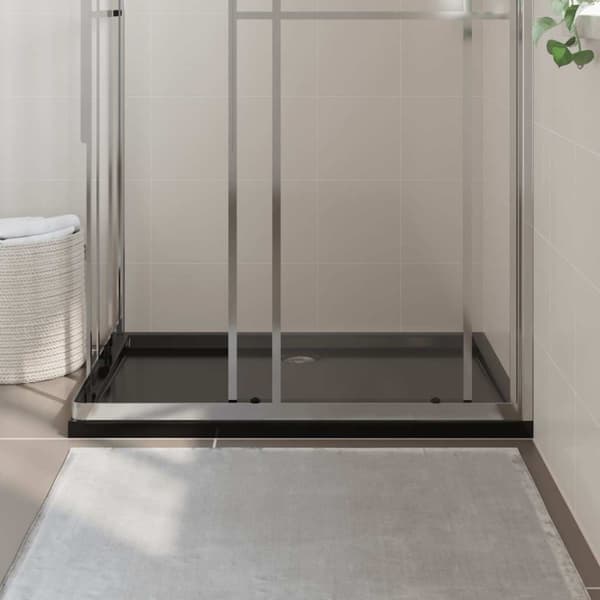 vidaXL Rektangulært dusjbrett ABS svart 80x110 cm