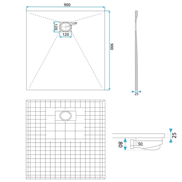 MAGNUM HVID BRUSEKURV 90X90