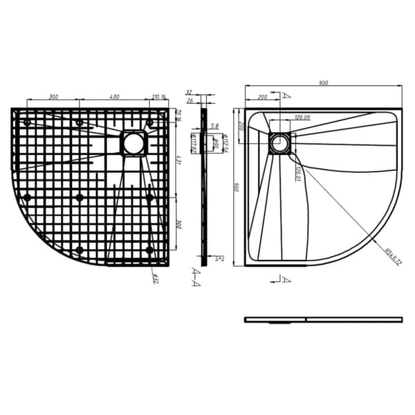 Duschkar SMC svart 90x90 cm