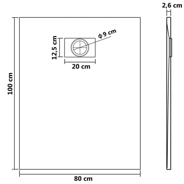 vidaXL brusekar SMC 100 x 80 cm sort -  Brusekar