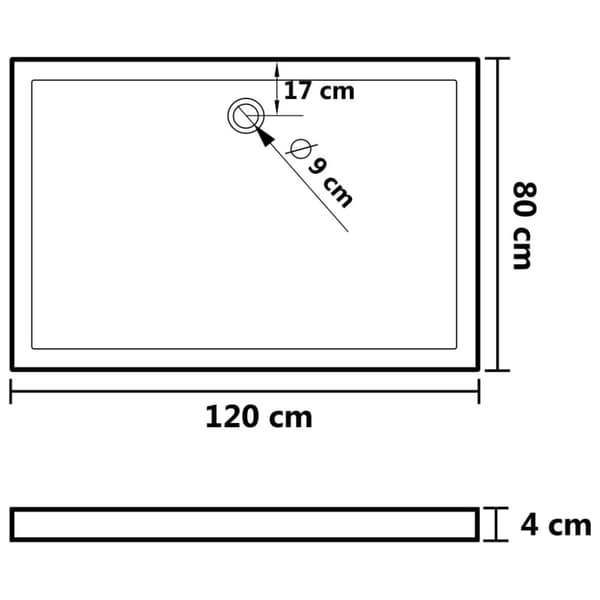 Brusekar - Living brusekar med dupper 80x120x4 cm ABS hvid