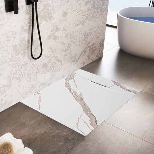 Suihkuallas Bazalt CARRARA VALKOINEN 90x90