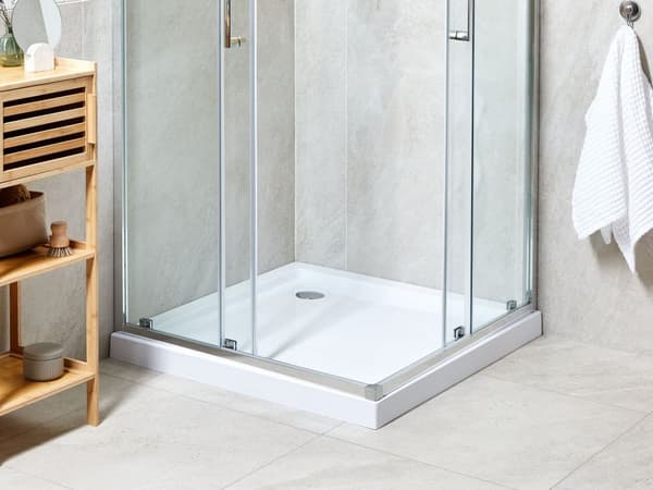 Dusjkar med Avløp Hvit Akryl ABS Syntetisk Materiale 80 x 80 x 7 cm Minimalistisk