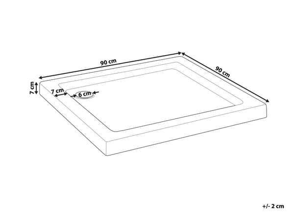 Dusjkar med Avløp Hvit Akryl ABS Syntetisk Materiale 90 x 90 x 7 cm Minimalistisk