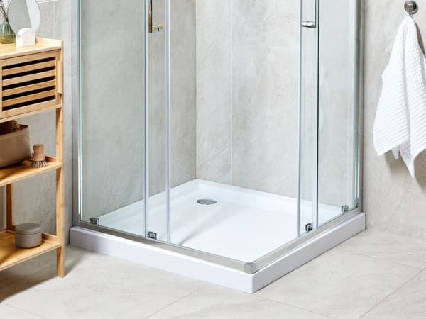Dusjkar med Avløp Hvit Akryl ABS Syntetisk Materiale 90 x 90 x 7 cm Minimalistisk