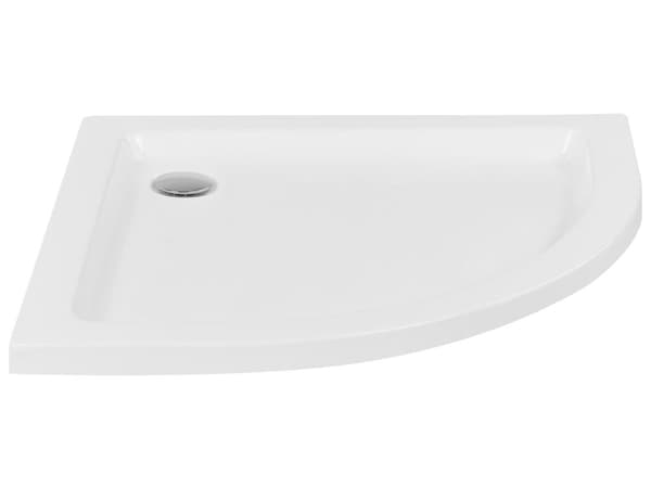 Brusebund med afløb hvid akryl ABS syntetisk materiale 80 x 80 x 5 cm afrundet form minimalistisk badeværelse