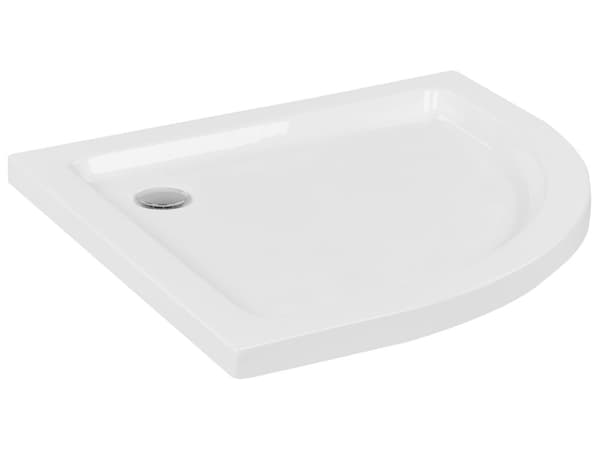 Brusebund med afløb hvid akryl ABS syntetisk materiale 90 x 90 x 5 cm afrundet form minimalistisk badeværelse