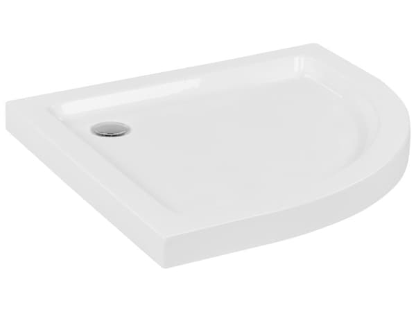 Brusebund med afløb hvid akryl ABS syntetisk materiale 80 x 80 x 7 cm afrundet form minimalistisk badeværelse