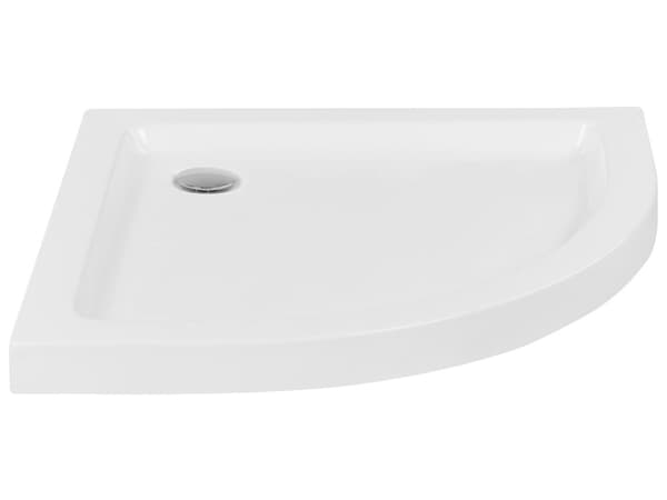 Brusebund med afløb hvid akryl ABS syntetisk materiale 80 x 80 x 7 cm afrundet form minimalistisk badeværelse