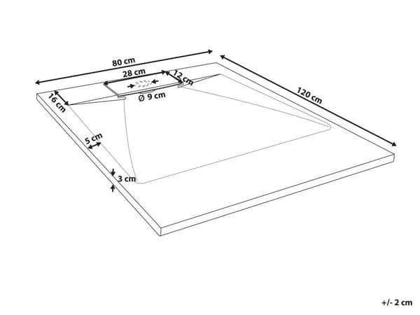 Dusjkar med Sluk Svart SMC 80 x 120 x 3 cm Minimalistisk Stil Natursteinseffekt