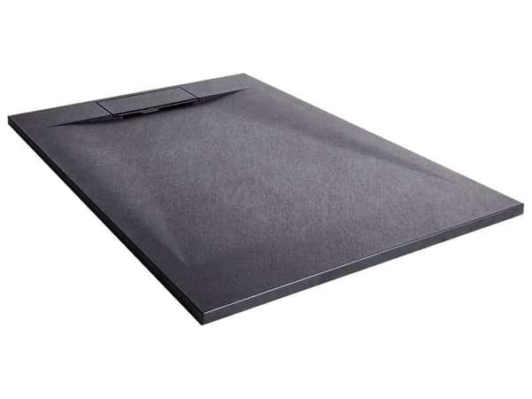 Dusjkar med Sluk Svart SMC 80 x 120 x 3 cm Minimalistisk Stil Natursteinseffekt