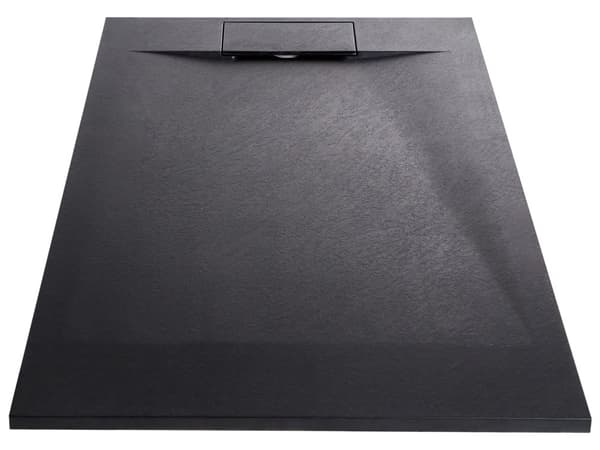 Dusjkar med Sluk Svart SMC 80 x 120 x 3 cm Minimalistisk Stil Natursteinseffekt