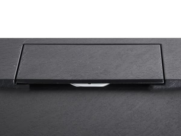 Dusjkar med Sluk Svart SMC 80 x 120 x 3 cm Minimalistisk Stil Natursteinseffekt
