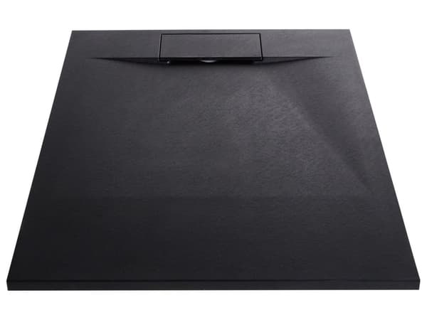 Dusjkar med Sluk Svart SMC 80 x 100 x 3 cm Minimalistisk Stil Natursteinseffekt