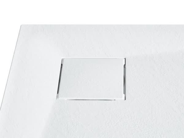 Dusjkar med Sluk Hvit SMC 80 x 80 x 3 cm Minimalistisk Stil Natursteinseffekt