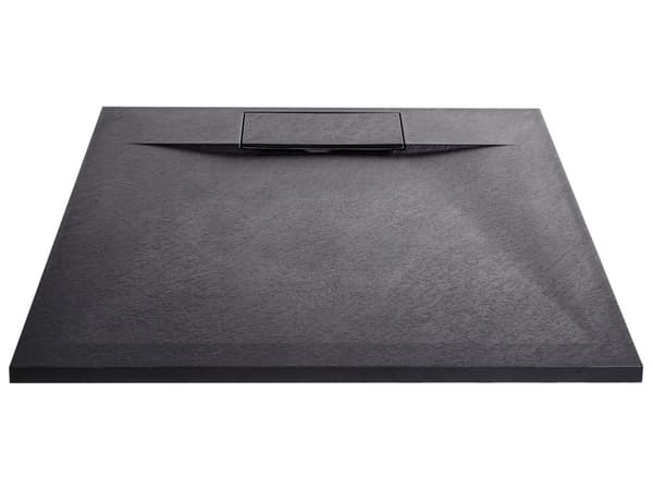 Dusjkar med Sluk Svart SMC 90 x 90 x 3 cm Minimalistisk Stil Natursteinseffekt