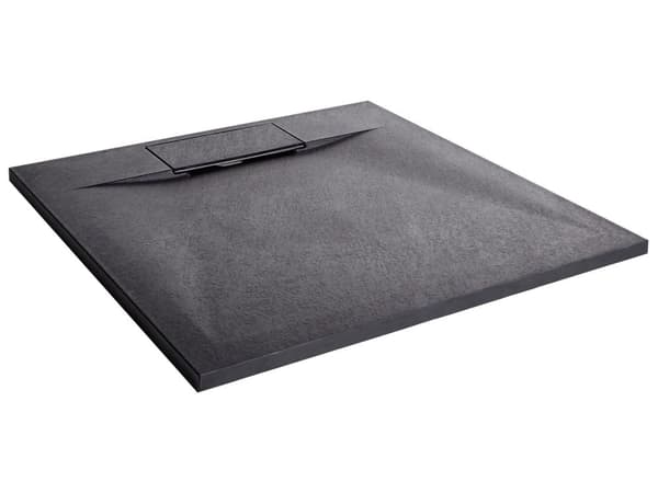 Dusjkar med Sluk Svart SMC 80 x 80 x 3 cm Minimalistisk Stil Natursteinseffekt