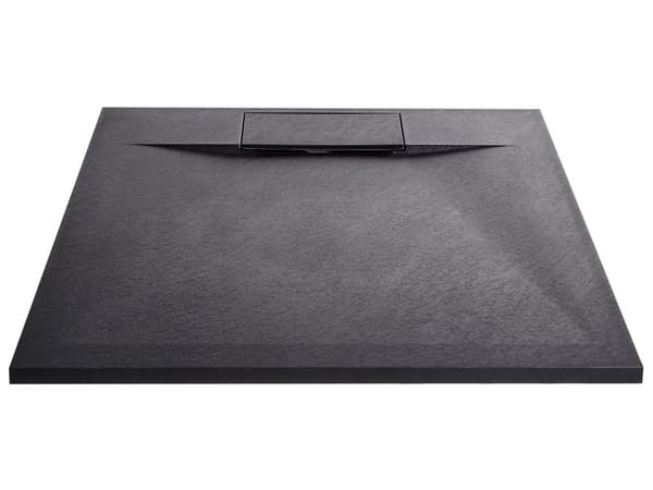 Dusjkar med Sluk Svart SMC 80 x 80 x 3 cm Minimalistisk Stil Natursteinseffekt