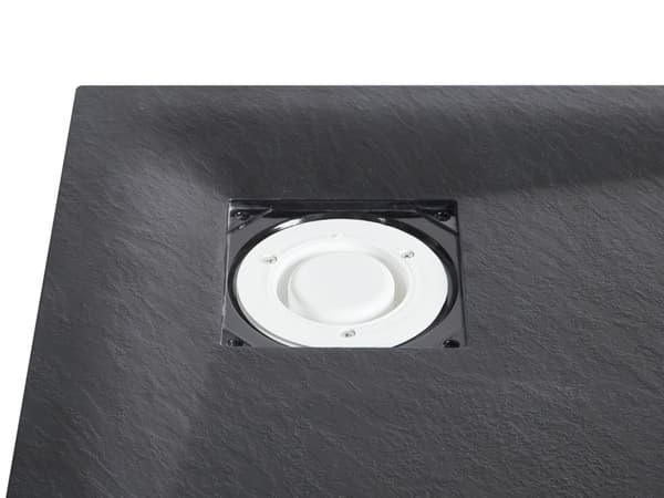Dusjkar med Sluk Svart SMC 80 x 80 x 3 cm Minimalistisk Stil Natursteinseffekt