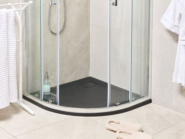 Dusjkar med Sluk Svart SMC 80 x 80 x 3 cm Minimalistisk Stil Natursteinseffekt