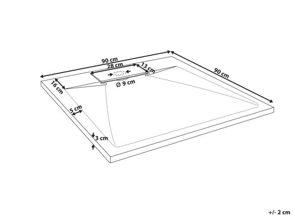 Dusjkar med Sluk Grå SMC 90 x 90 x 3 cm Minimalistisk Stil Natursteinseffekt