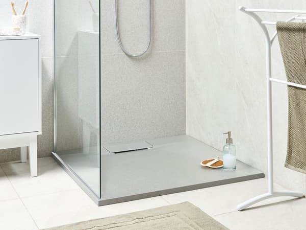 Dusjkar med Sluk Grå SMC 90 x 90 x 3 cm Minimalistisk Stil Natursteinseffekt