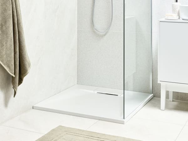 Dusjkar med Sluk Hvit SMC 80 x 80 x 3 cm Minimalistisk Stil Natursteinseffekt
