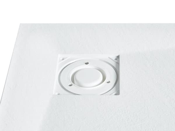 Dusjkar med Sluk Hvit SMC 90 x 90 x 3 cm Minimalistisk Stil Natursteinseffekt