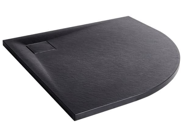 Dusjkar med Sluk Svart SMC 90 x 90 x 3 cm Minimalistisk Stil Natursteinseffekt