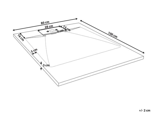 Dusjkar med Sluk Hvit SMC 80 x 100 x 3 cm Minimalistisk Stil Natursteinseffekt