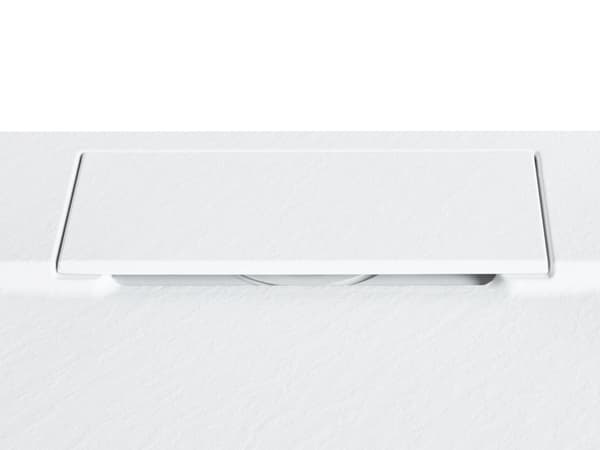 Dusjkar med Sluk Hvit SMC 80 x 100 x 3 cm Minimalistisk Stil Natursteinseffekt