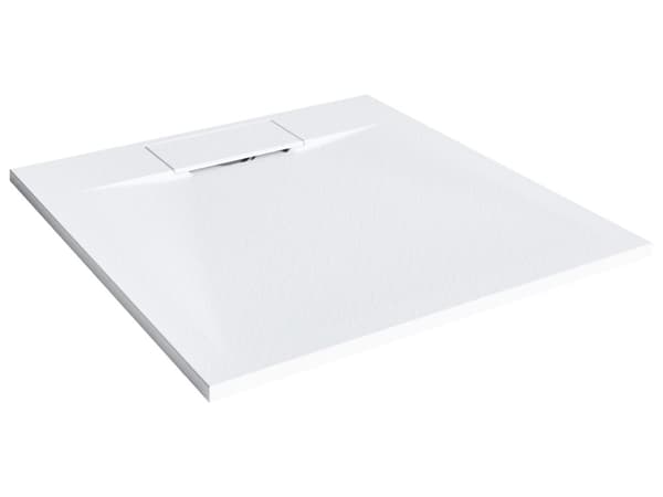 Dusjkar med Sluk Hvit SMC 90 x 90 x 3 cm Minimalistisk Stil Natursteinseffekt