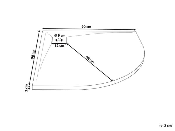 Brusekar Hvid SMC 90 x 90 cm Brusebund med Høj Kant til Badeværelse Brusegulv med Afløb Afrundet Badebund Moderne Brusebakke