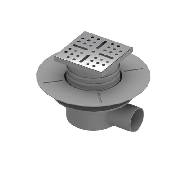 Avlopp - Aurlane - REGNIG och HÖG REGNIG - Rostfritt stål krom - Horisontellt utlopp - 50 mm