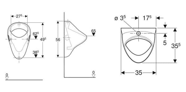 Geberit Urinoarer Urinoar, vattenanslutning ovanifrån, vit 502.885.00.1