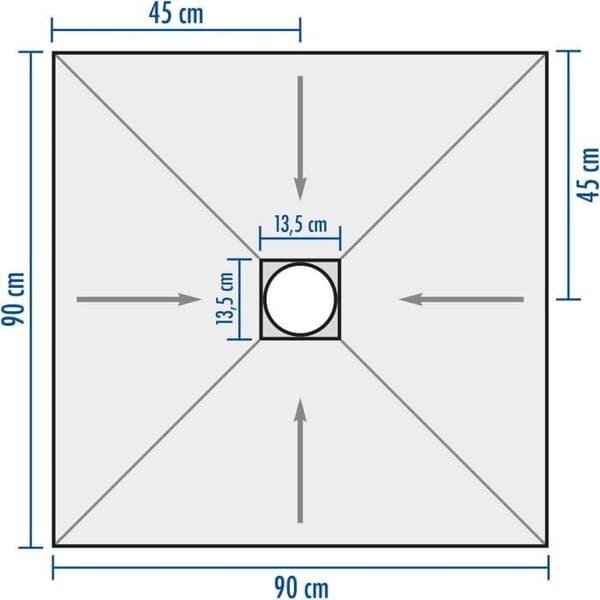 Duschavlopp LUX ELEMENTS TUB-MQ 900 LTUBE10101 grå 90 x 90 cm