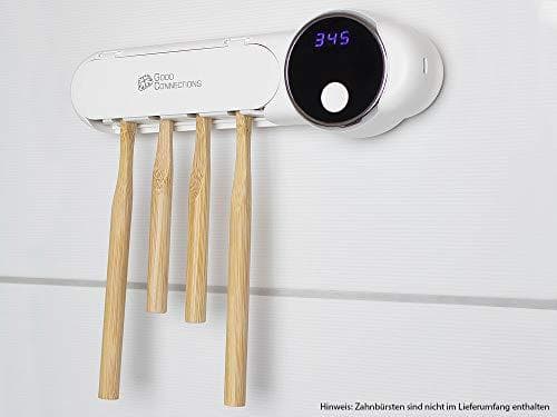 Gode forbindelser UV-C tandbørstedesinfektionsstation, til fire elektriske/manuelle tandbørster, hvid, 22,5 x 4,2 x 6,7 cm, UVC-0003