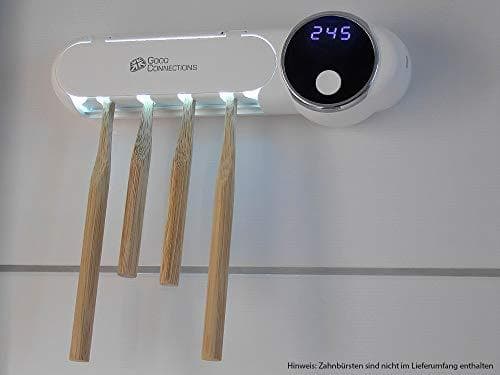Gode forbindelser UV-C tandbørstedesinfektionsstation, til fire elektriske/manuelle tandbørster, hvid, 22,5 x 4,2 x 6,7 cm, UVC-0003