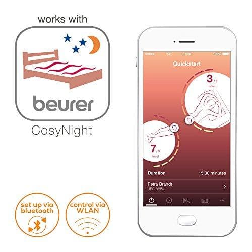 Beurer UB 190 CosyNight komfortuppvärmd underfilt, fjärrstyrbar via app och Amazon Alexa, två temperaturzoner