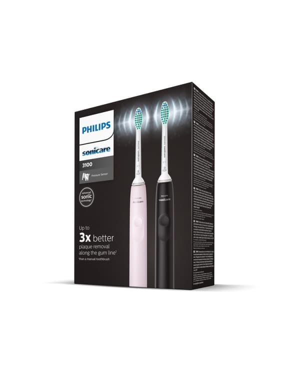 Philips Sonicare Series 3100 HX3675/15 - Elektrisk tandborste - Svart & Rosa - Duopack