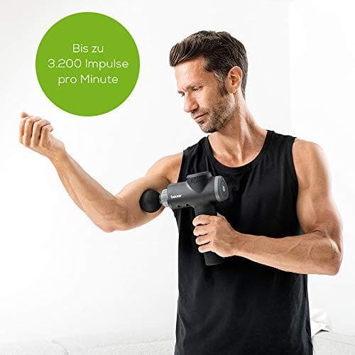 Beurer MG 180 Massagepistol, massagepistol med 6 tilbehør, 4 intensitetsniveauer til målrettet muskelmassage, kan bruges til alle muskelgrupper til ak