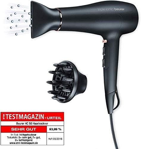 Beurer HC 50 jonfön 2200 watt, mot statisk laddning, med stylingmunstycke och volymdiffusor